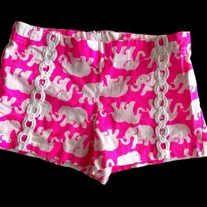 Lilly Pulitzer Girls 10 Little Liza Tusk in the Sun Elephant Shorts Pink